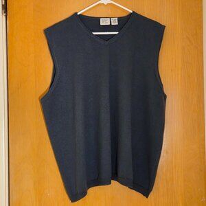 Vintage Marshall Fields 100% Merino Wool V-Neck Vest Mens XL Slate Blue Preppy